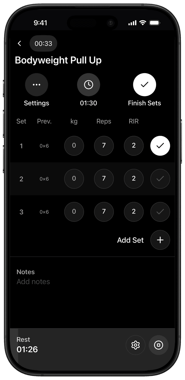 Set tracking interface